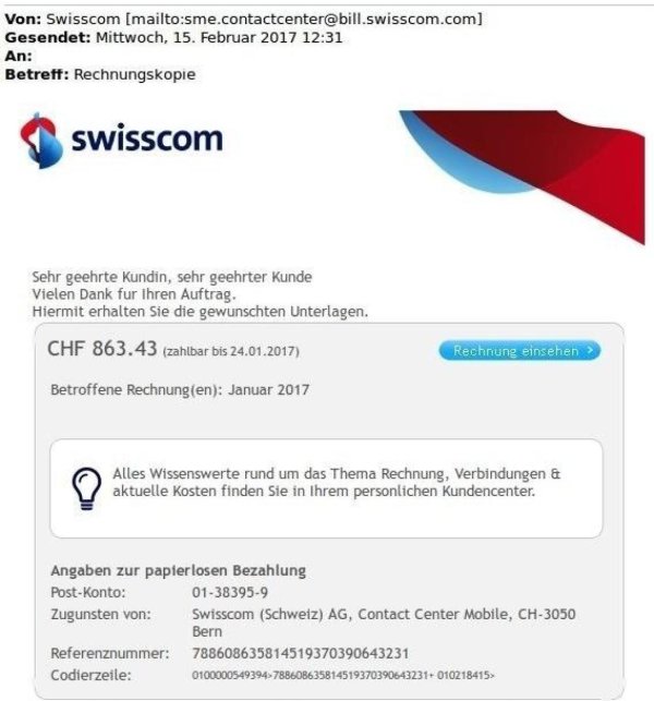 Virus Attention Aux Fausses Factures Swisscom