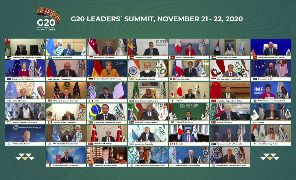 Pandémie oblige, l'image qui restera de ce G20 sera celle d'un écran sur lequel sont apparues les miniatures des grands leaders mondiaux.