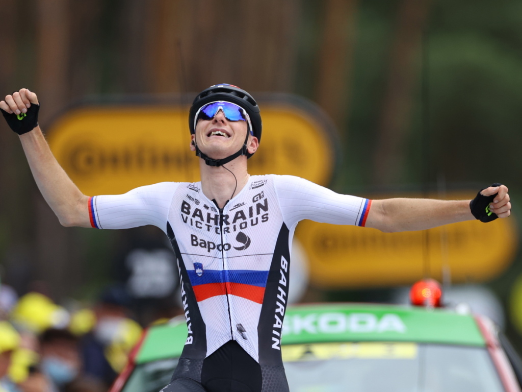 Le Slovène de l'équipe Bahrain-Victorious Matej Mohoric s'était imposé au Creusot, terme de la 7e étape du Tour de France.