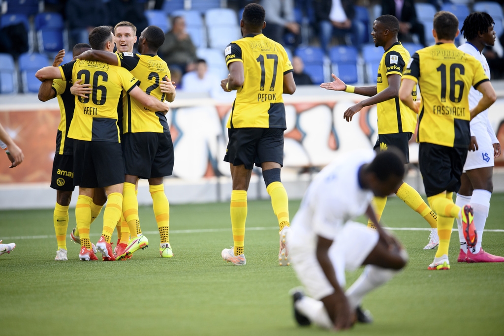 Les joueurs de Young Boys après le premier but inscrit contre Lausanne.