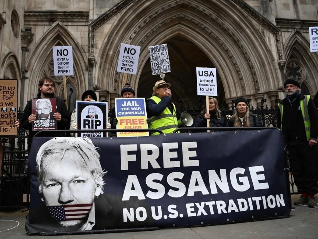 Des soutiens de Julian Assange manifestent régulièrement à Londres contre l'extradition du fondateur de Wikileaks.