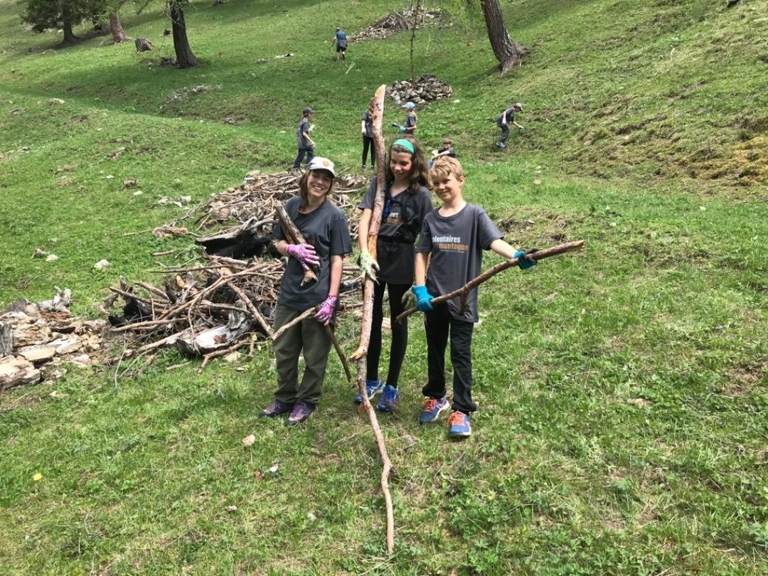 Les jeunes participants contribuent à l'entretien des alpages, notamment en ramassant le bois mort sur les terrains pâturés par le bétail.
