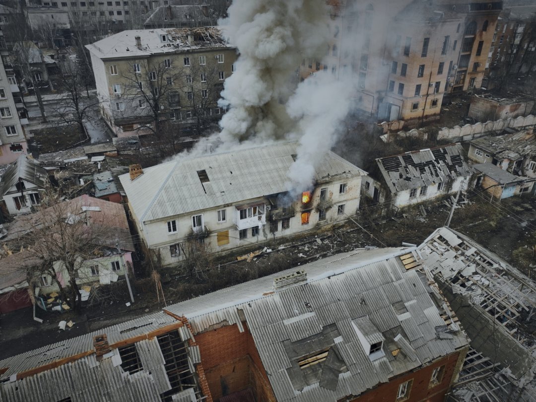 Vue aérienne de Bakhmout, dans le Donetsk, le 26 mars dernier.