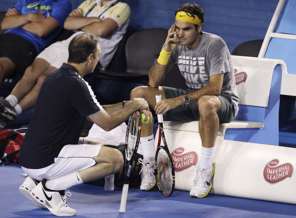 Roger Federer et Paul Annacone à Melbourne en 2011. 