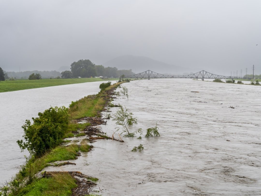 Les fortes pluies ont fait déborder le Rhin, notamment dans la région de Diepoldsau, dans le canton de St-GAll.