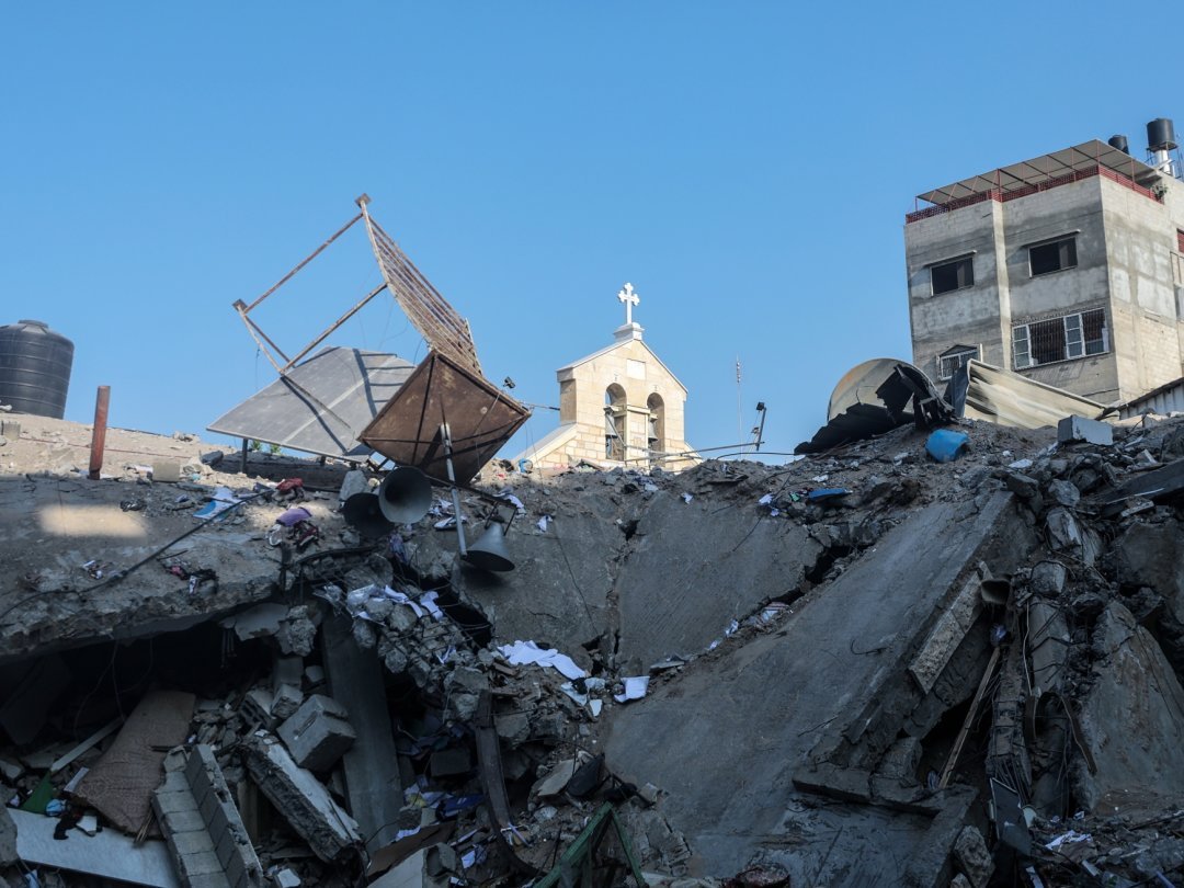 L'annexe de l'église orthodoxe Saint-Porphyre de Gaza détruite par une frappe aérienne le 19 octobre 2023, faisant 18 morts.