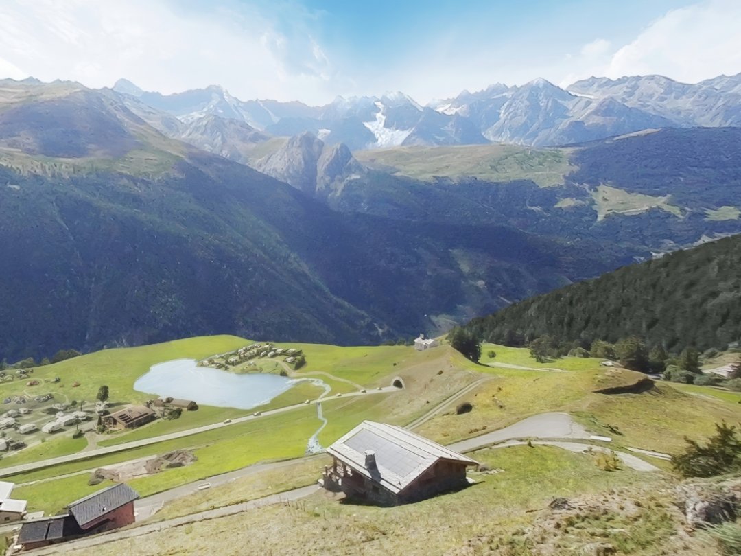 Le projet «+4°C» s'est basé sur deux paysages suisses. Ici, l'Entremont à l'heure actuelle. Le panorama a été légèrement modifié pour les besoins de l'étude.