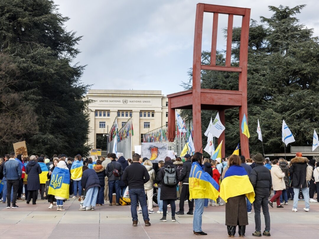 Les manifestants se sont réunis à la place des Nations à Genève avant de traverser la ville en cortège.