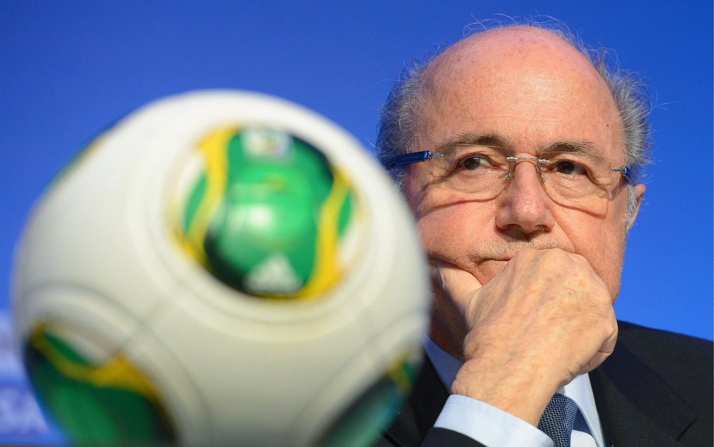 Le président de la FIFA Sepp Blatter, en conférence de presse à Sao Paolo. 