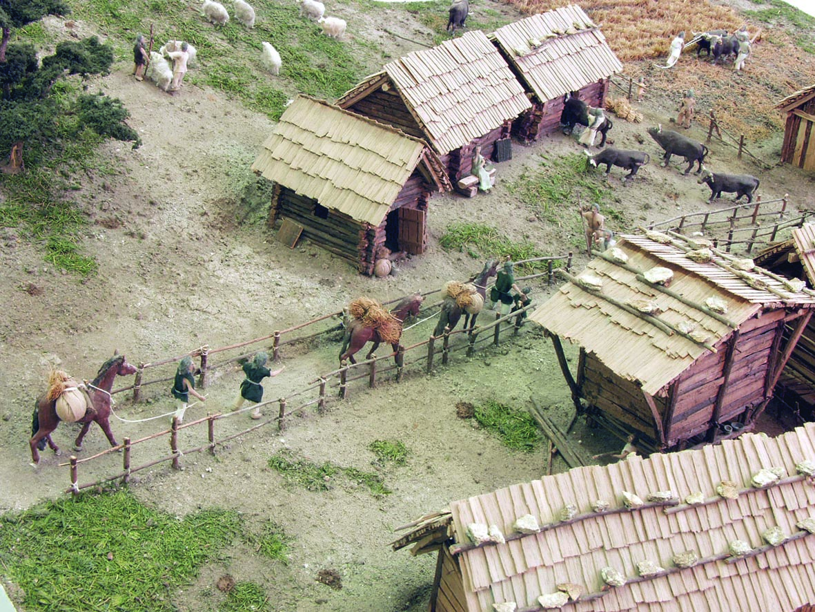 Le village de Gamsen tel qu'il devait être au VIIe siècle. 