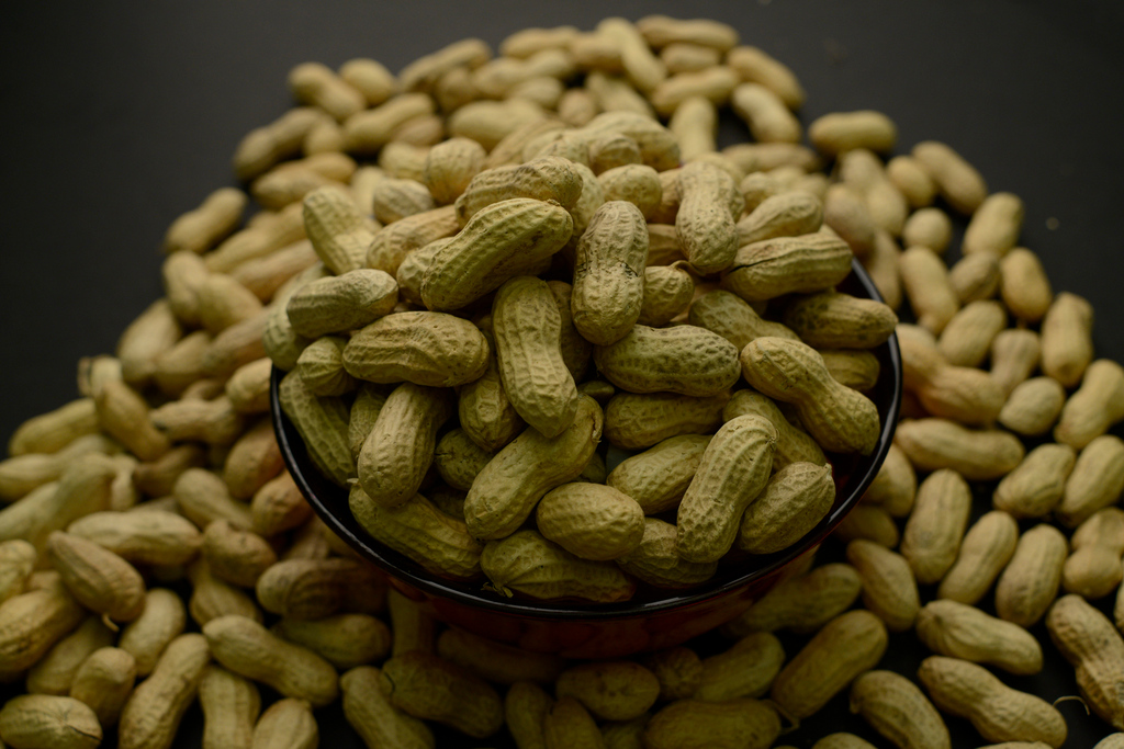 This Feb. 20, 2015 photo shows an arrangement of peanuts in New York. (AP Photo/Patrick Sison)
