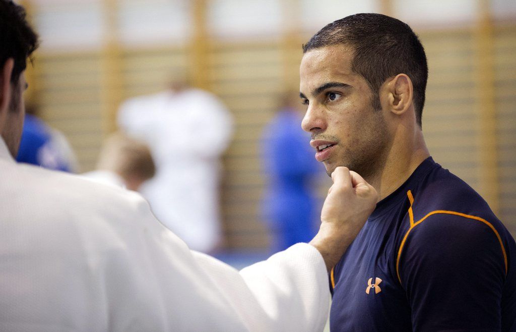 Der Judoka Ludovic Chammartin wird fuer die Schweiz an die Olympischen Spiele gehen, fotografiert im Training am Dienstag, 17. Juli 2012, in Fribourg. (KEYSTONE/Marcel Bieri)