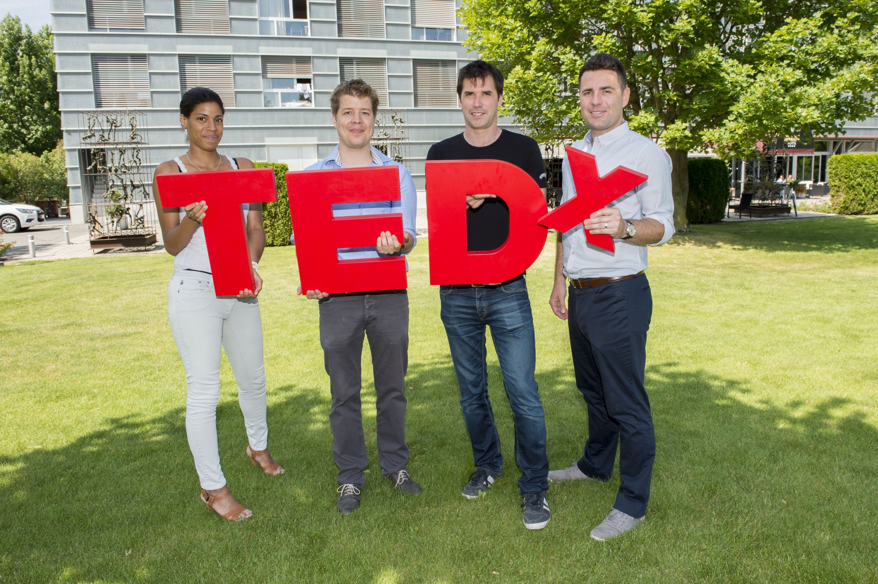 Les organisateurs de l'événement TEDx de Martigny: Daisy Salamin, Gilles Meynet, David Crettenand et  Johann Roduit.









