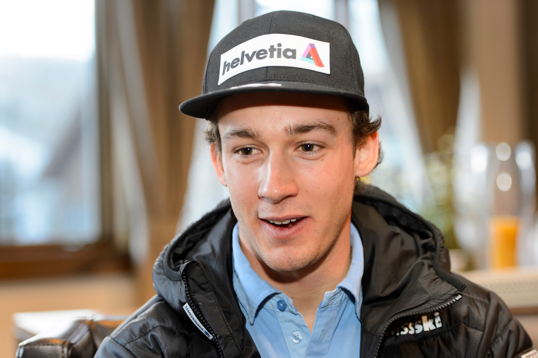 Luca Aerni of Switzerland speaks during a media conference in Beaver Creek at the 2015 Alpine World Skiing Championships in Vail / Beaver Creek, Colorado, USA, pictured on Thursday, February 12, 2015. (KEYSTONE/Jean-Christophe Bott)luca aerni SKI ALPIN WM 2015 VAIL BEAVER CREEK