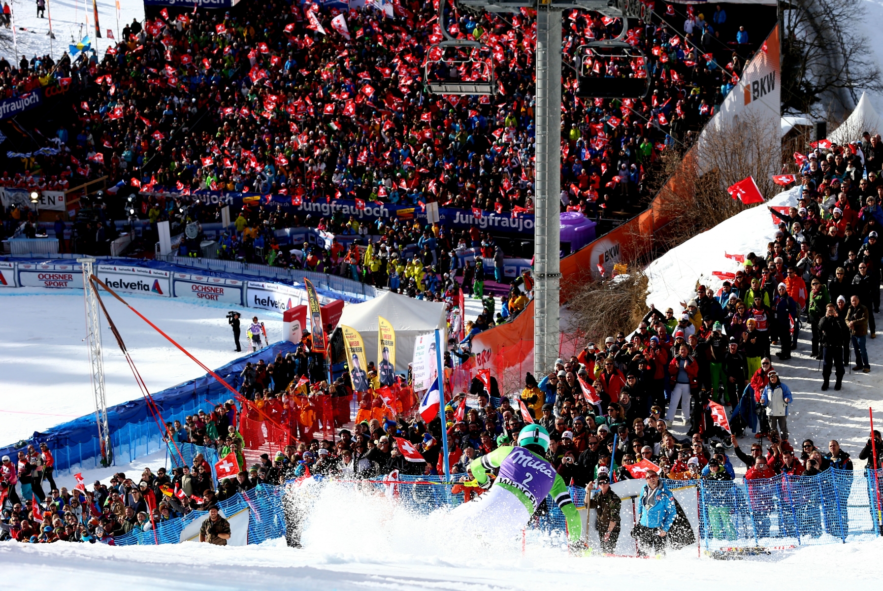 Germany's Felix Neureuther competes during an alpine ski, men's World Cup slalom, in Wengen, Switzerland, Sunday, Jan. 19, 2014. Neureuther finished in second place. (AP Photo/Alessandro Trovati)ski SKI ALPIN WELTCUP 2013/14 WENGEN