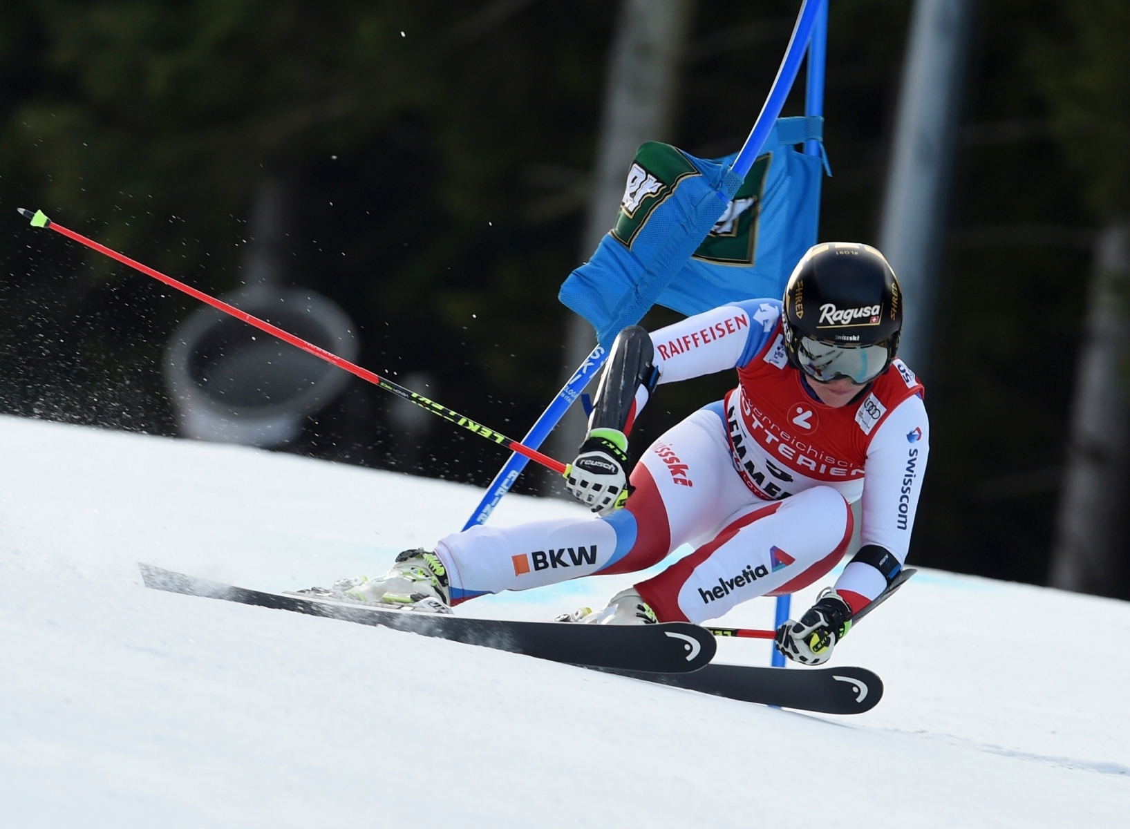 Switzerland's Lara Gut speeds down the course during the first run of an alpine ski, women's World Cup Giant Slalom, in Semmering, Austria, Tuesday, Dec. 27, 2016. (AP Photo/Marco Tacca) Austria Alpine Skiing World Cup