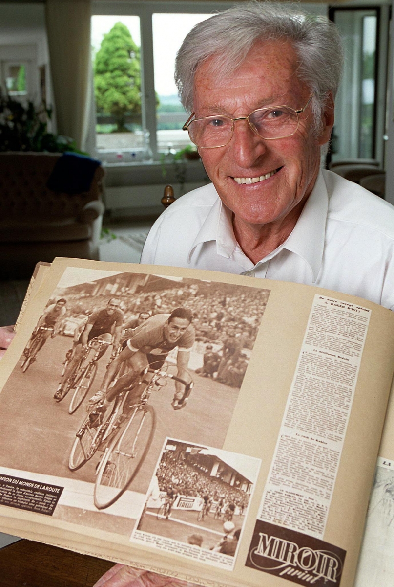 FILE --- Ferdy Kuebler, Swiss cycling legend, photographed on June 29, 1999.

Kuebler died on Thursday 29 December 2016 at the age of 97 years. Kuebler's most successful years in international racing were 1950Ò1952. He won the La Fleche Wallonne and LiegeÒBastogneÒLiege, both in 1951 and 1952. He was also World Road Race Champion in 1951, having placed second in 1949 and third in 1950.

He rode the Giro d'Italia from 1950Ò1952, placing fourth once, and third twice. In the 1950 Tour, he benefited from the absence of Fausto Coppi, sidelined after a crash in the Giro. Overcoming Gino Bartali, Kuebler became champion by over nine minutes, also winning three stages. In the 1954 Tour, Kuebler won the points jersey and came second behind Louison Bobet.

(KEYSTONE/Martin Ruetschi) SWITZERLAND CYCLING FERDY KUEBLER OBIT