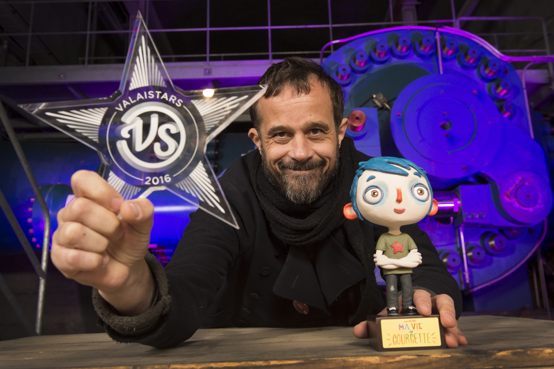 Bieudron - 12 janvier 2017 - Usine électrique de Bieudron - Cérémonie d'élection de la Valaistar 2016 - Le gagnant est Claude Barras,réalisateur de Ma vie de Courgette. Photo: Sabine Papilloud VALAISTAR16