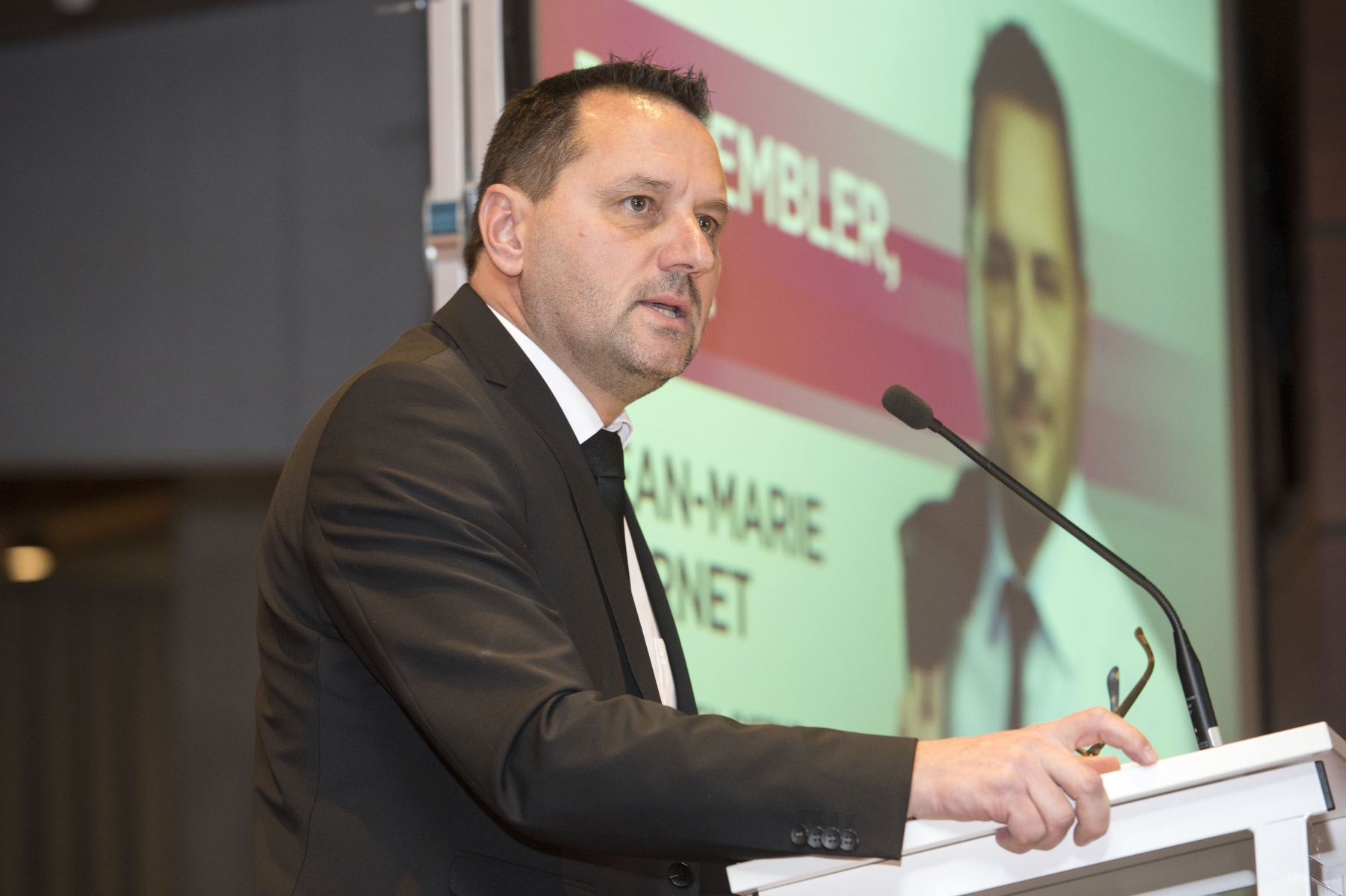 Monthey le, 19 janv.2017: Conférence de presse au théâtre du Crochetan de Jean-Marie Bornet , candidat au conseil d'état du partie "Rassemblement citoyen Valais".©Sacha Bittel/Le Nouvelliste