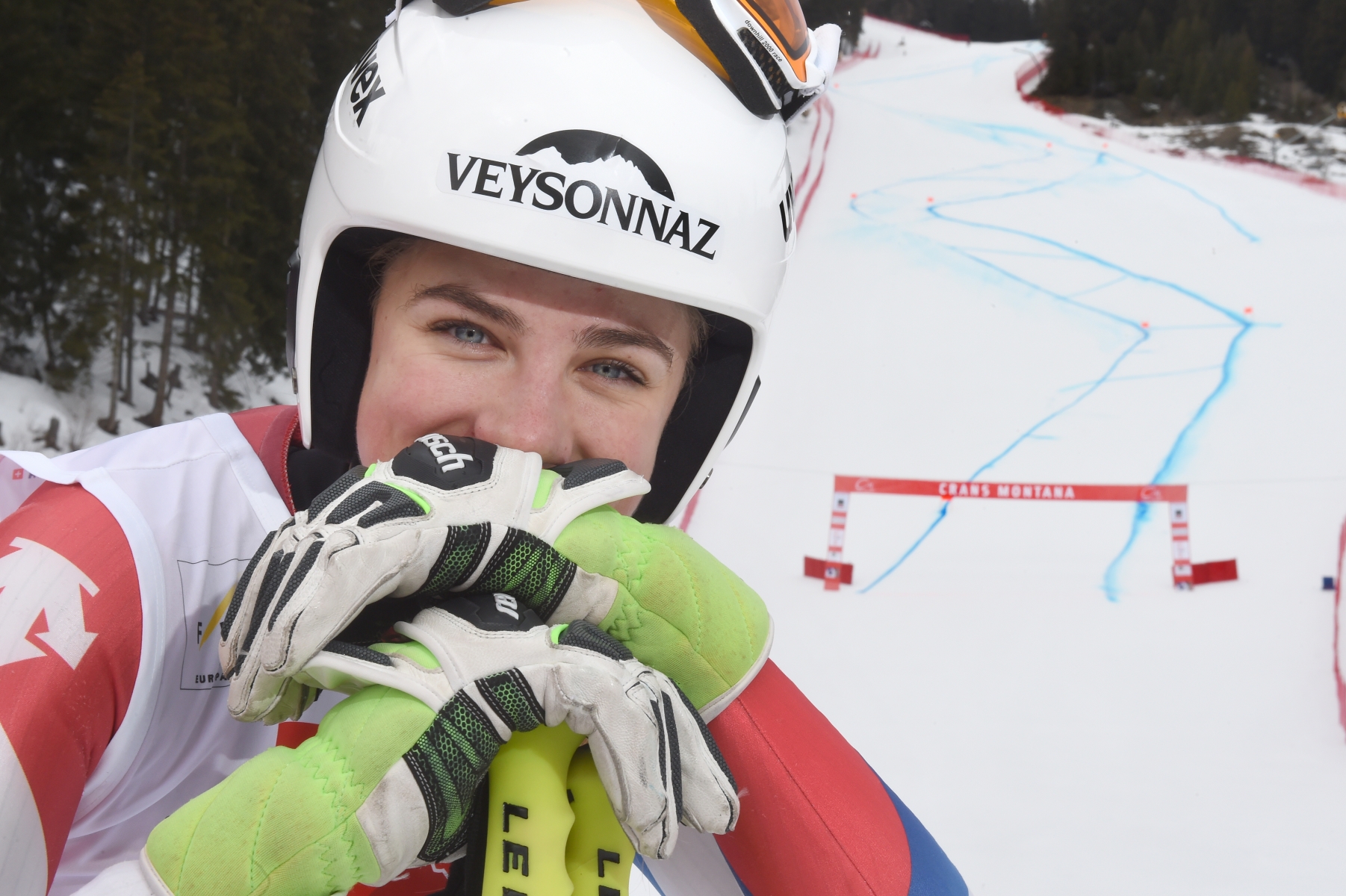 Crans-Montana - 17 février 2017 - piste Mont-Lachaux - entrainement de la course de ski,coupe d'Europe des femmes - Julie Dayer,skieuse valaisanne.Photo: Sabine Papilloud CRANS_SKI12