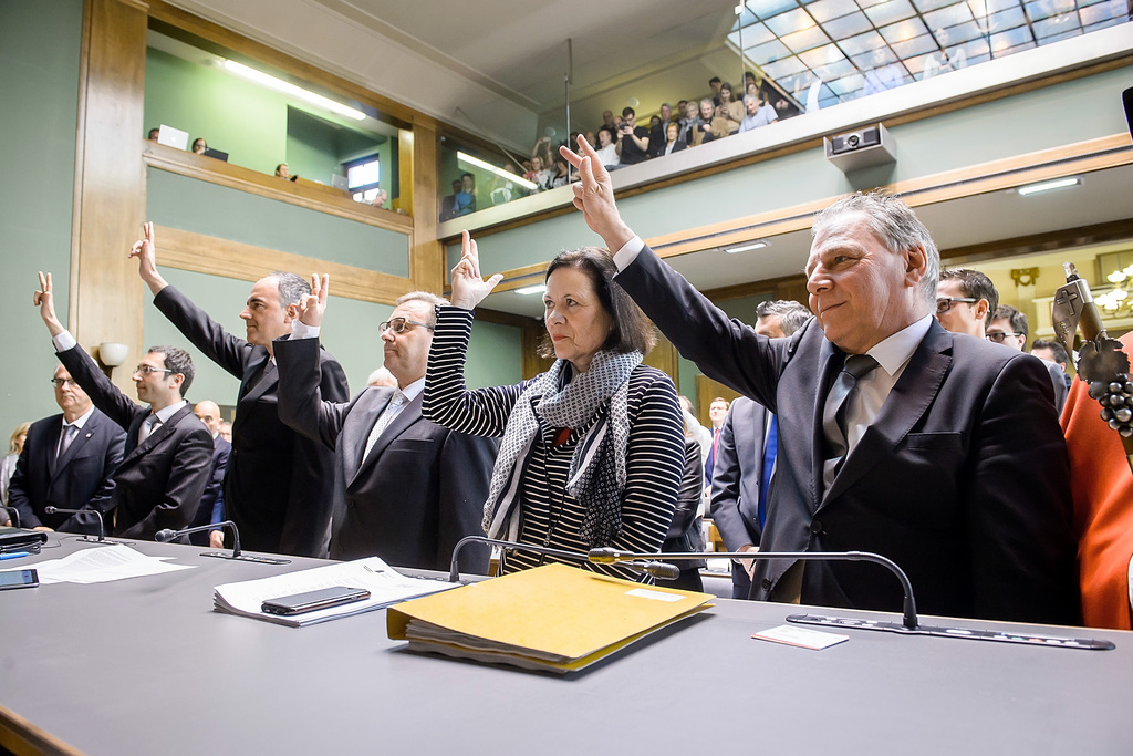 Le Conseil d'Etat (ici lors de sa prestation de serment) a présenté mercredi son programme de Gouvernement.