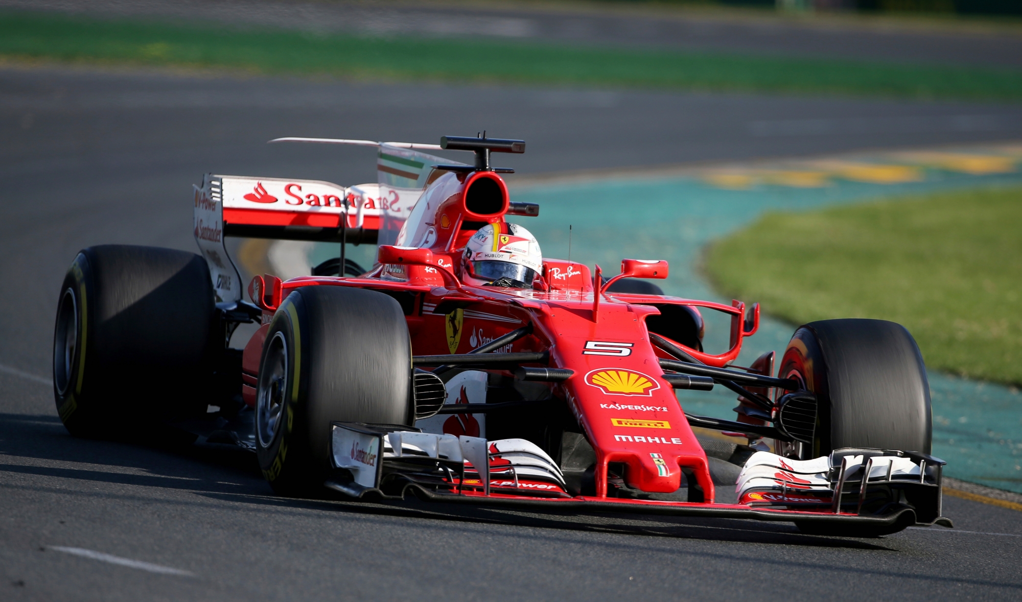 Ferrari driver Sebastian Vettel of Germany steers his car during the Australian Formula One Grand Prix in Melbourne, Australia, Sunday, March 26, 2017. (AP Photo/Rick Rycroft) Australia F1 GP Auto Racing