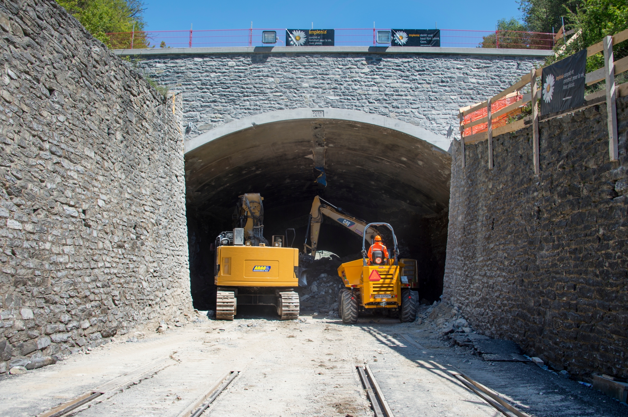 Sierre - 29 avril 2017 - Travaux au Tunnel de la Raspille. (Le Nouvelliste/ Héloïse MARET)