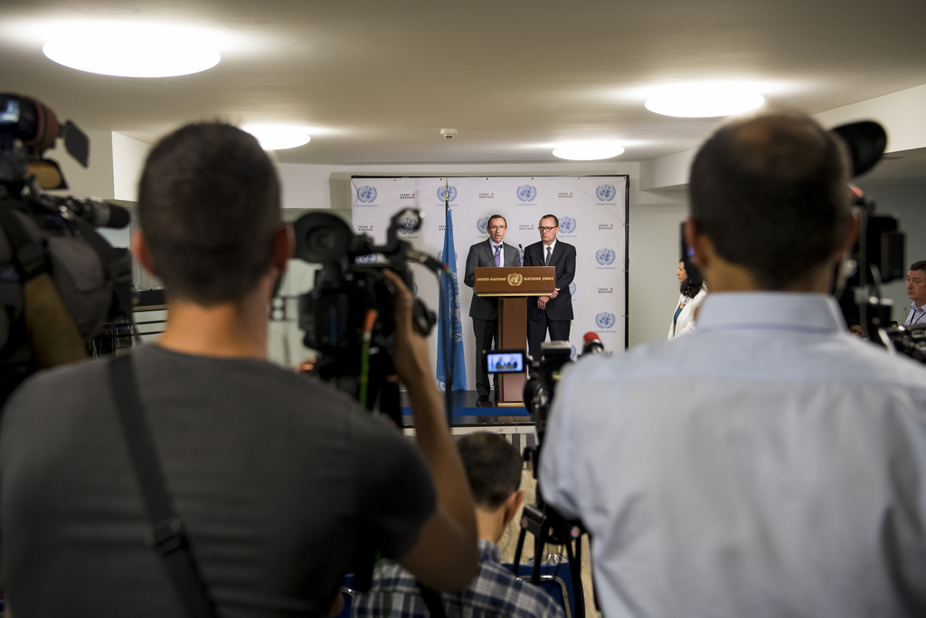 Conférence de presse mercredi matin à Crans-Montana, avant le début des pourparlers.