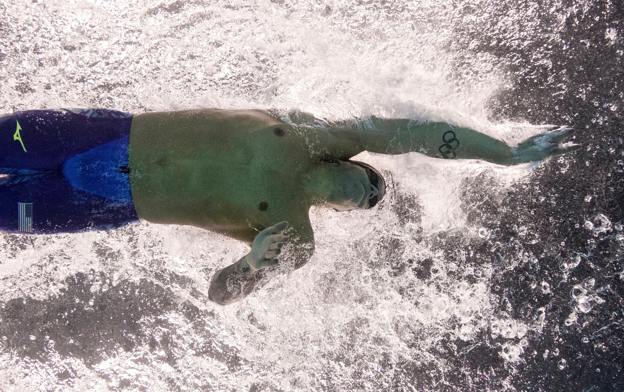 epa06116345 Caeleb Remel Dressel of the USA is on his way to win the men's 50m Freestyle final during the 17th FINA Swimming World Championships in the Duna Arena in Budapest, Hungary, 29 July 2017.  EPA/PATRICK B. KRAEMER HUNGARY SWIMMING FINA WORLD CHAMPIONSHIPS 2017