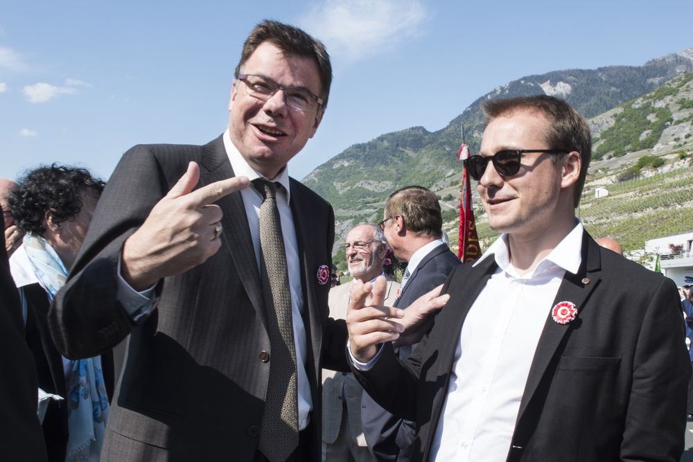 René Constantin et Philippe Nantermod, premiers fans politique des JO 2026.