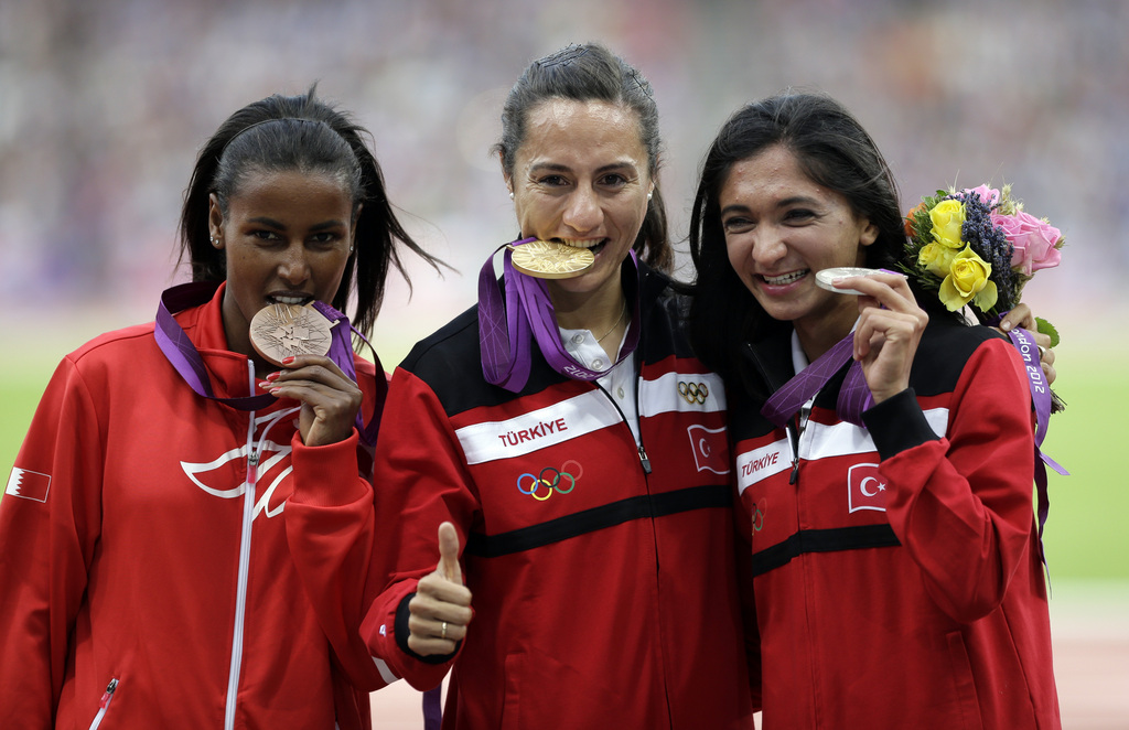 Asli Cakir Alptekin (au centre) avait décroché l'or aux JO d'été de Londres en 2012.