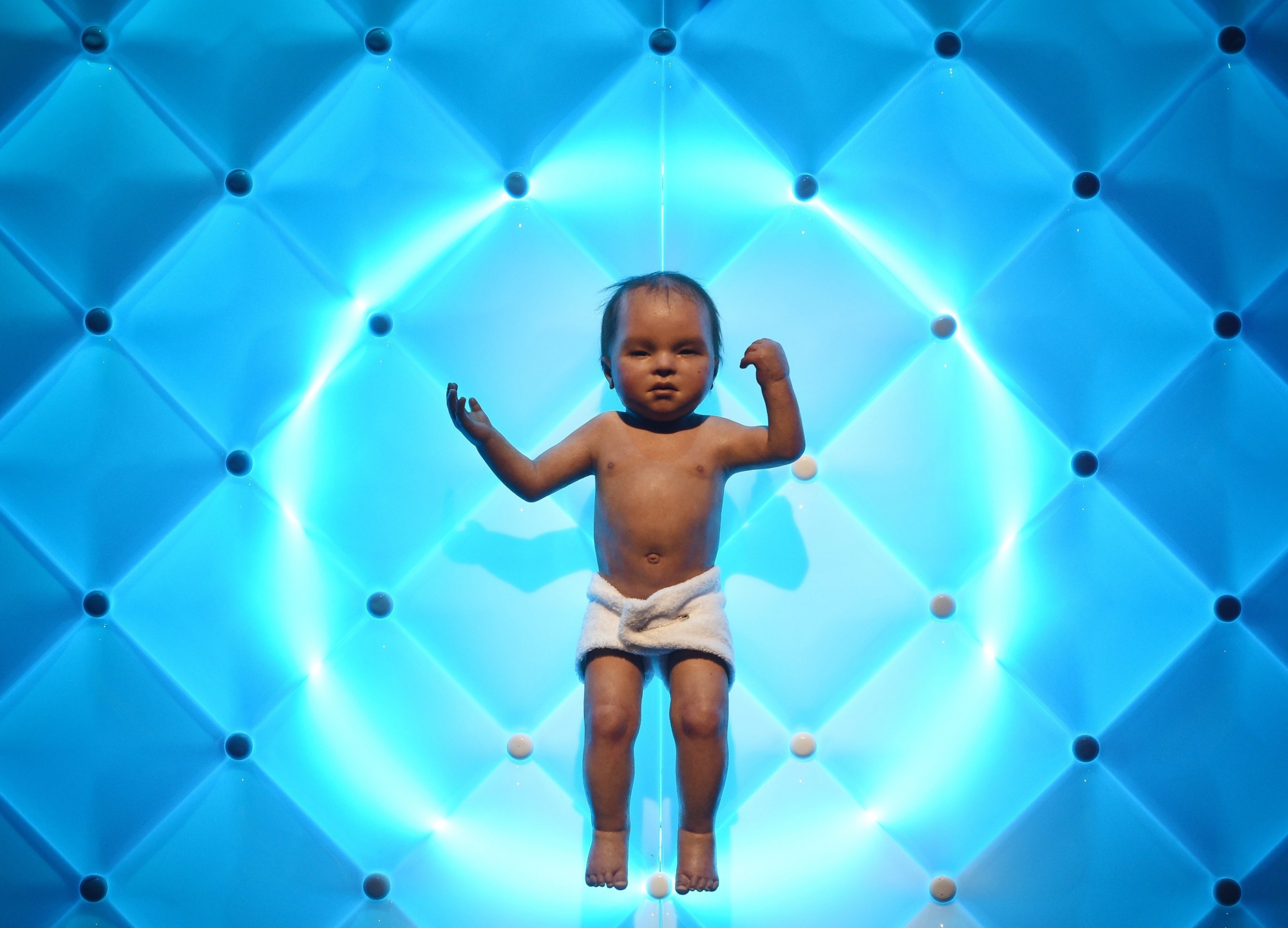 epa05776130 An animatronic baby is displayed during the press preview of the 'Robots' exhibition at the Science Museum in London, Britain 07 February 2017. The exhibition will open to the public on 08 February and will display over 100 robots going back 500 years.  EPA/FACUNDO ARRIZABALAGA BRITAIN ROBOTS