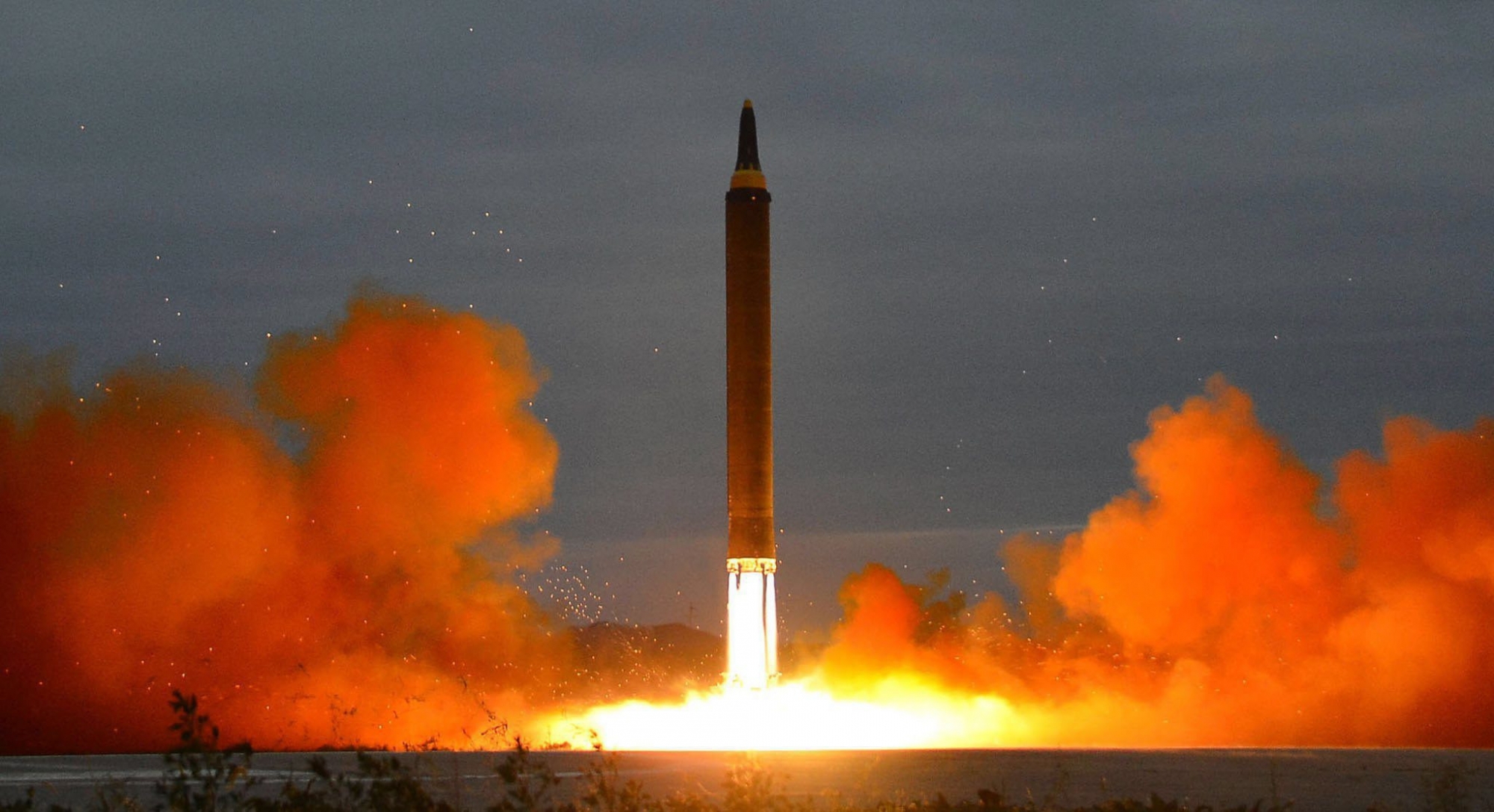 epa06356316 (FILE) - A photo released by the North Korean Central News Agency (KCNA), the state news agency of North Korea, shows an intermediate-range strategic ballistic rocket being launched during a drill at an undisclosed location in North Korea, 29 August 2017 (reissued 28 November 2017). According according to media reports on 28 November 2017, North Korea has fired another ballistic missile, the South Korean news agency Yonhap reported that the missile flew eastward from Pyongsong, South Pyongan province. Tokyo news reports stated that the missile was fired eastwards from the hermit state and landed about 210km west of Japan's Kyurokujima island.  EPA/KCNA   EDITORIAL USE ONLY (FILE) NORTH KOREA MISSILE LAUNCH