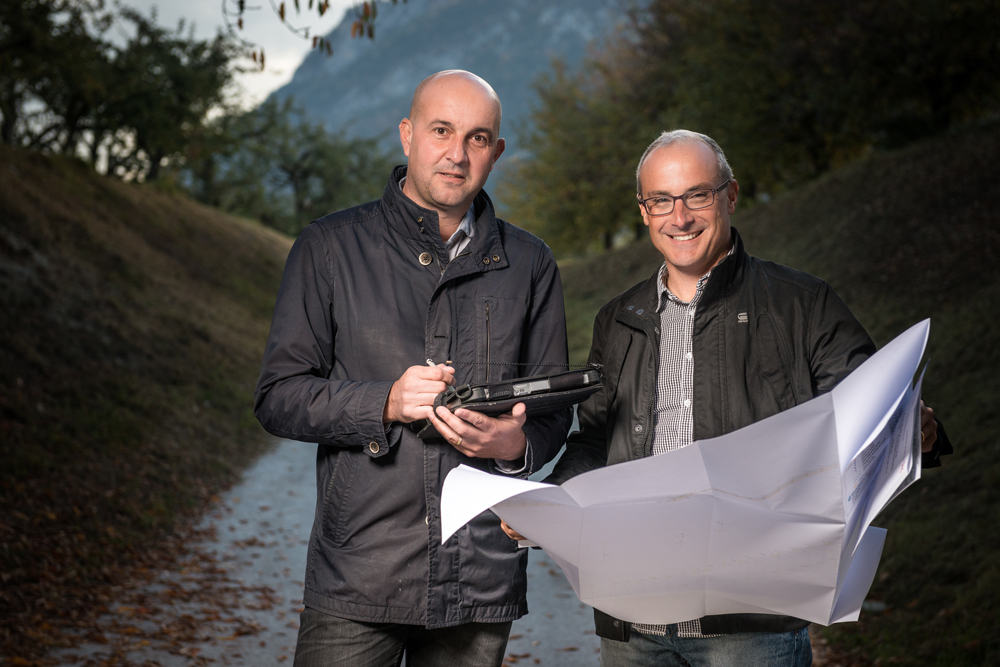 Christian Hagin et Patrick Lathion, les fondateurs de Geosat, l'entreprise Valais excellence de l'année.