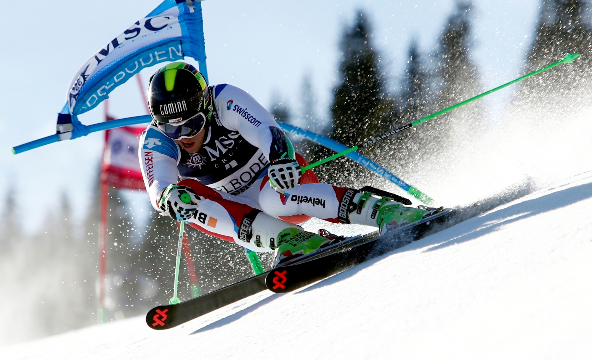 Switzerland's Justin Murisier competes during an alpine ski, men's World Cup giant slalom, in Adelboden, Switzerland, Saturday, Jan. 6, 2018. (AP Photo/Gabriele Facciotti) Switzerland Alpine Skiing World Cup