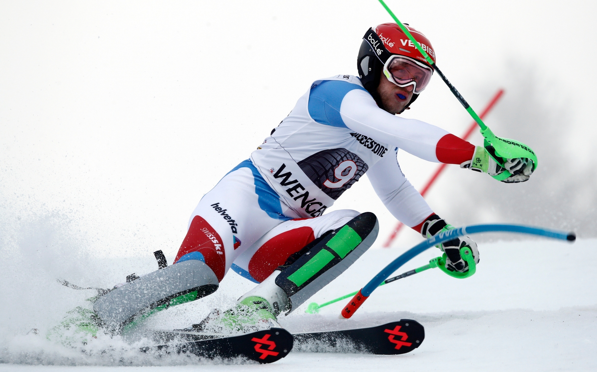 Switzerland's Justin Murisier competes during the second portion of an alpine ski, men's World Cup combined race, in Wengen, Switzerland, Friday, Jan.12, 2018. (AP Photo/Gabriele Facciotti Switzerland Alpine Skiing World Cup