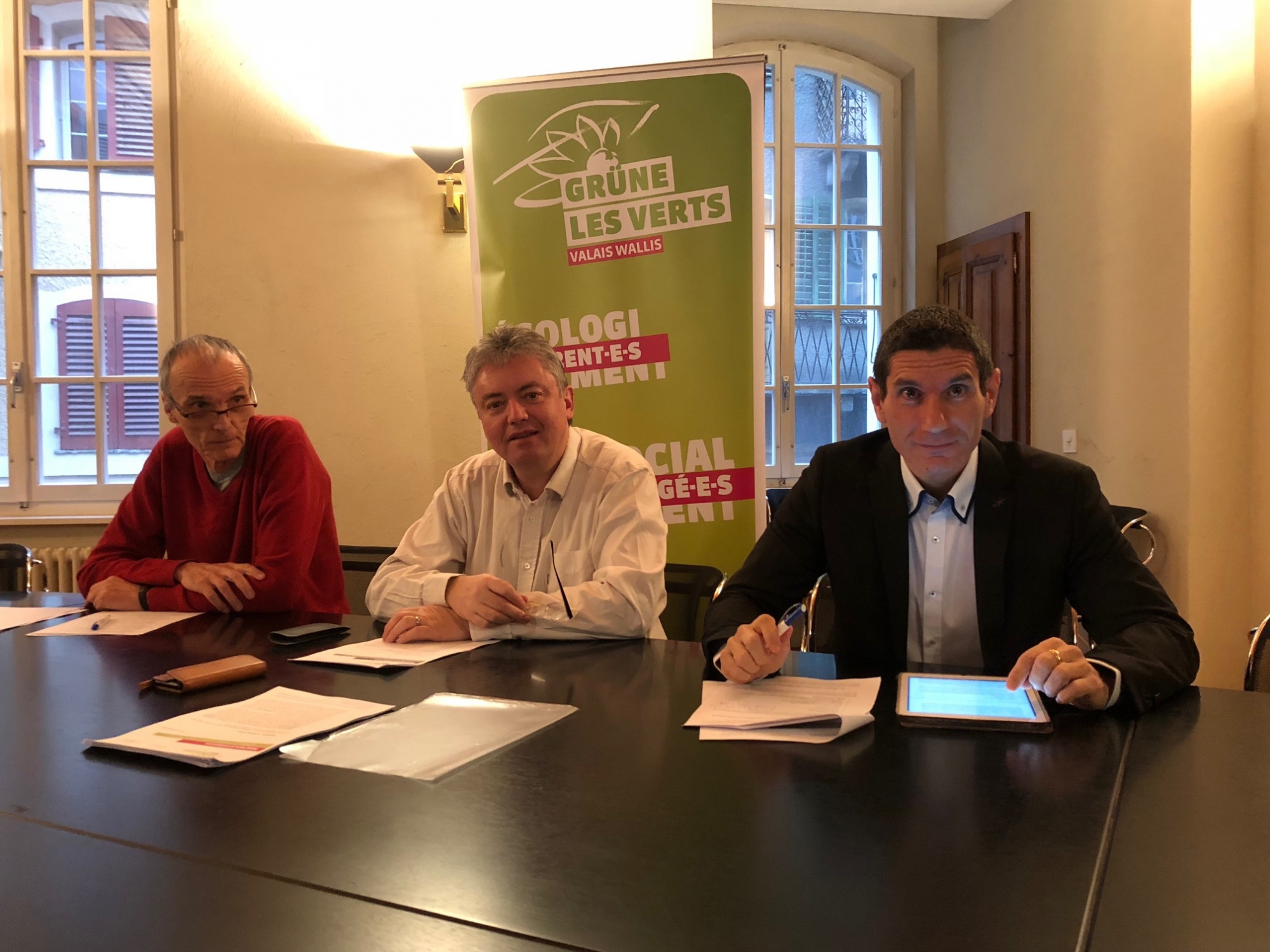 Jean-Paul Mabillard, Jean-Pascal Fournier et Thierry Largey ont annoncé le non des Verts à Sion 2026