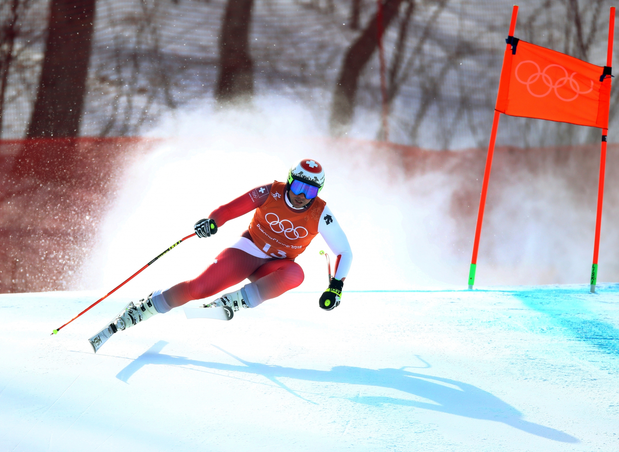 Switzerland's Beat Feuz competes in men's downhill training at the 2018 Winter Olympics in Jeongseon, South Korea, Friday, Feb. 9, 2018. (AP Photo/Alessandro Trovati) Pyeongchang Olympics Alpine Skiing