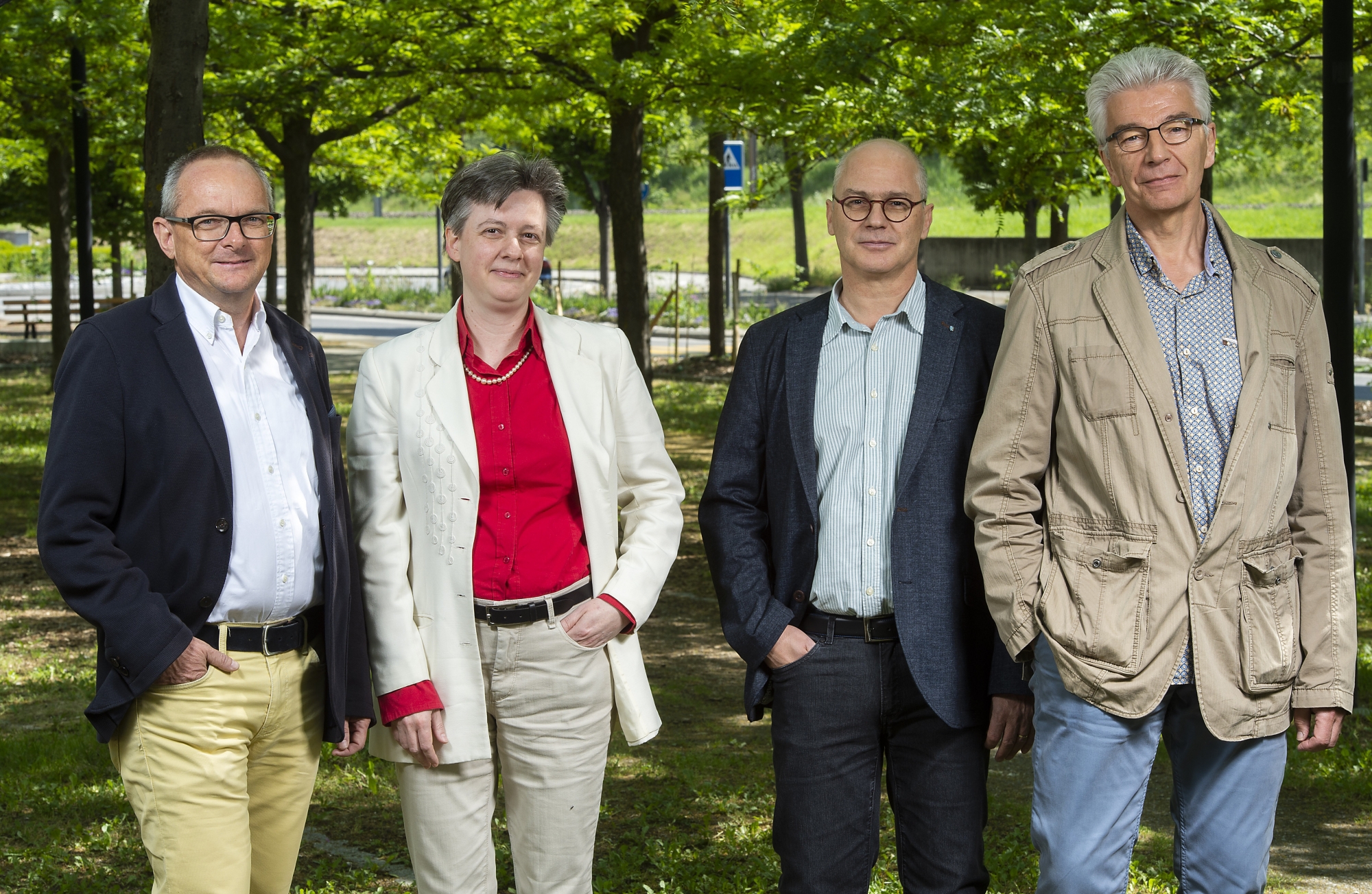 René Julen, Monique Lehky Hagen, Pierre-Alain Buchs et Henk Verloo, ensemble pour le projet "Less is more together". 