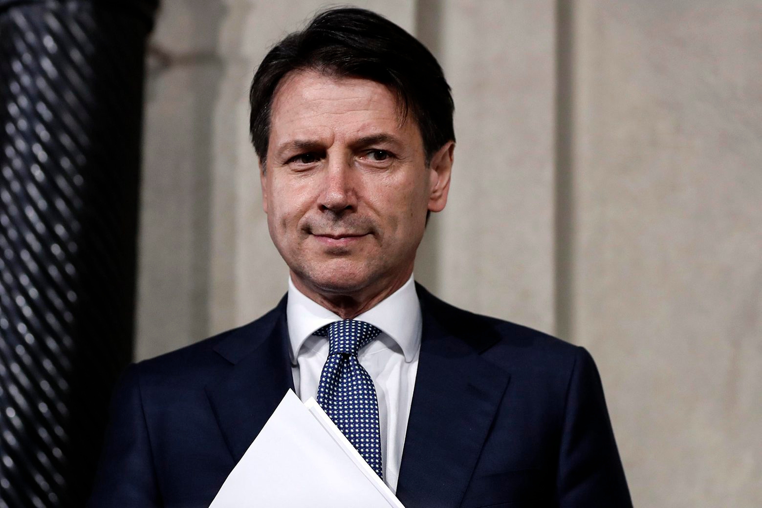 Giuseppe Conte addresses the media after meeting Italian President Sergio Mattarella, at the Quirinale presidential palace in Rome, Wednesday, May 23, 2018. Italy's president asked the political neophyte Giuseppe Conte to try to form a government Wednesday, giving the euroskeptic 5-Star Movement and League their first shot at running western Europe's first populist government. (Riccardo Antimiani/ANSA via AP) Italy Politics