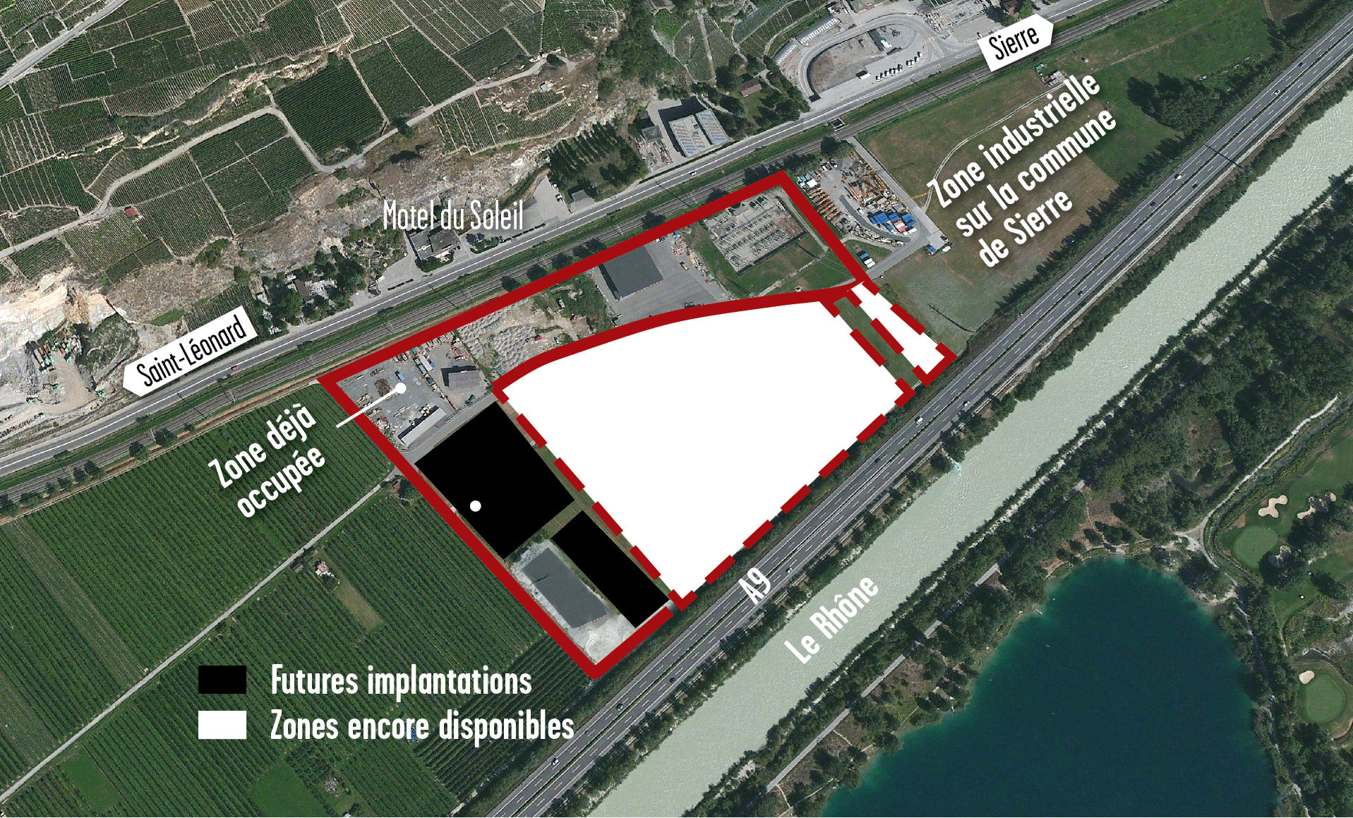 Six entreprises se sont installées sur la partie de la zone industrielle appartenant à la commune de Saint-Léonard. 33'000 mètres carrés sont encore inoccupés.