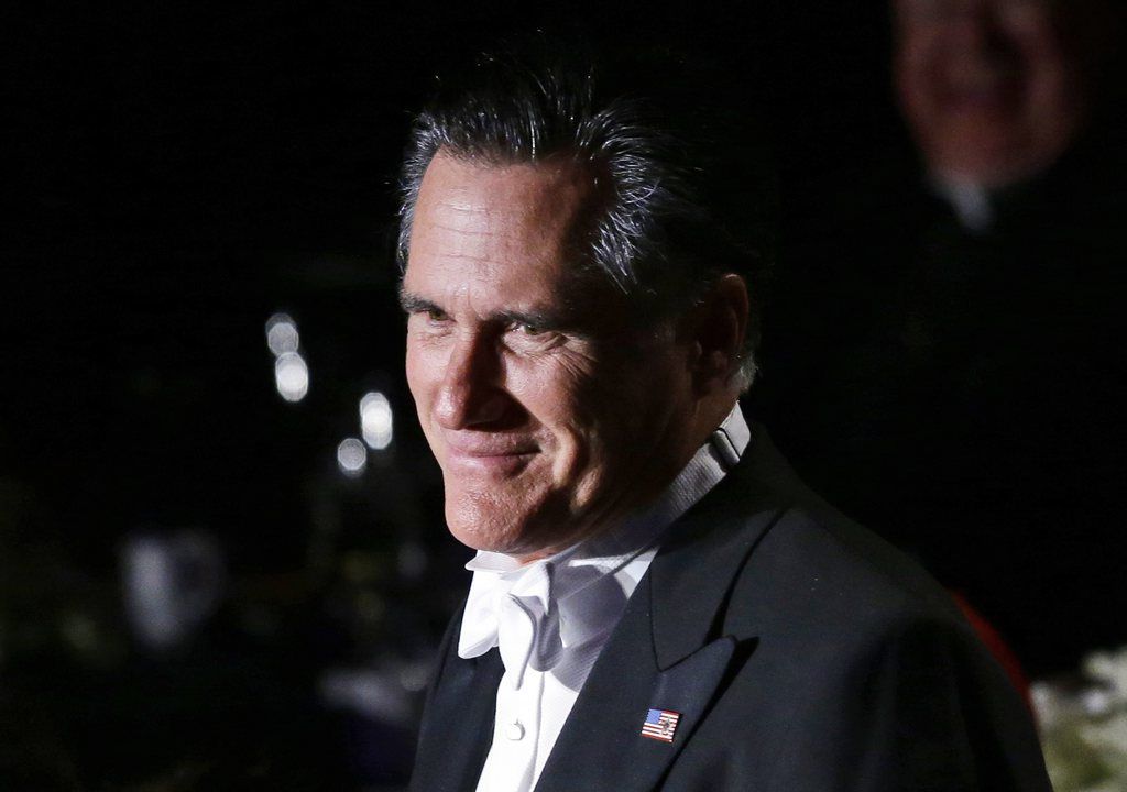 Republican presidential candidate and former Massachusetts Gov. Mitt Romney speaks at the 67th annual Alfred E. Smith Memorial Foundation Dinner, a charity gala organized by the Archdiocese of New York and also attended by President Barack Obama,Thursday, Oct. 18, 2012, at the Waldorf Astoria hotel in New York. (AP Photo/Charles Dharapak)