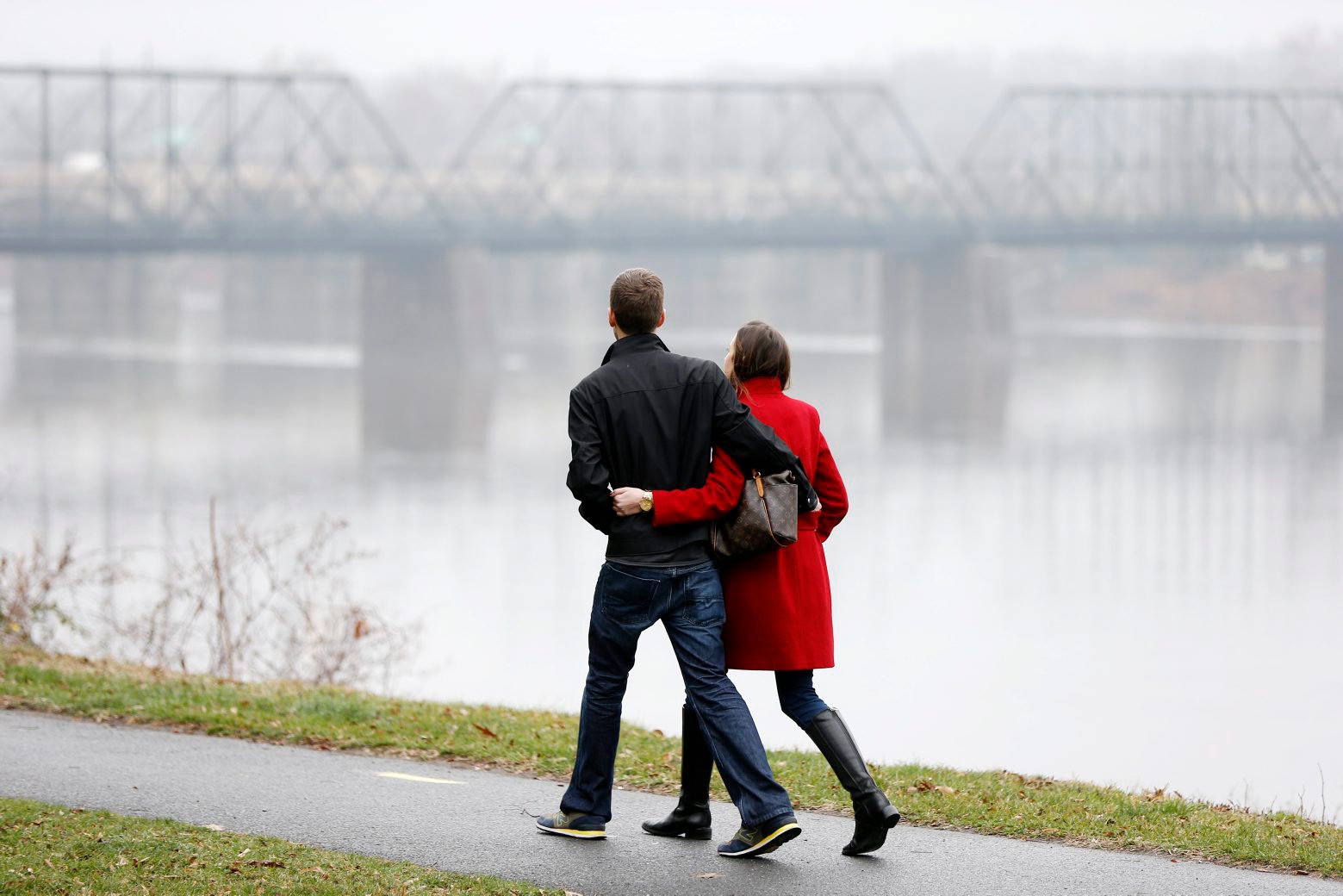A couple walk along the banks of the Susquehanna River in Harrisburg, Pa. (AP Photo/Matt Rourke) Pennsylvania Daily Life