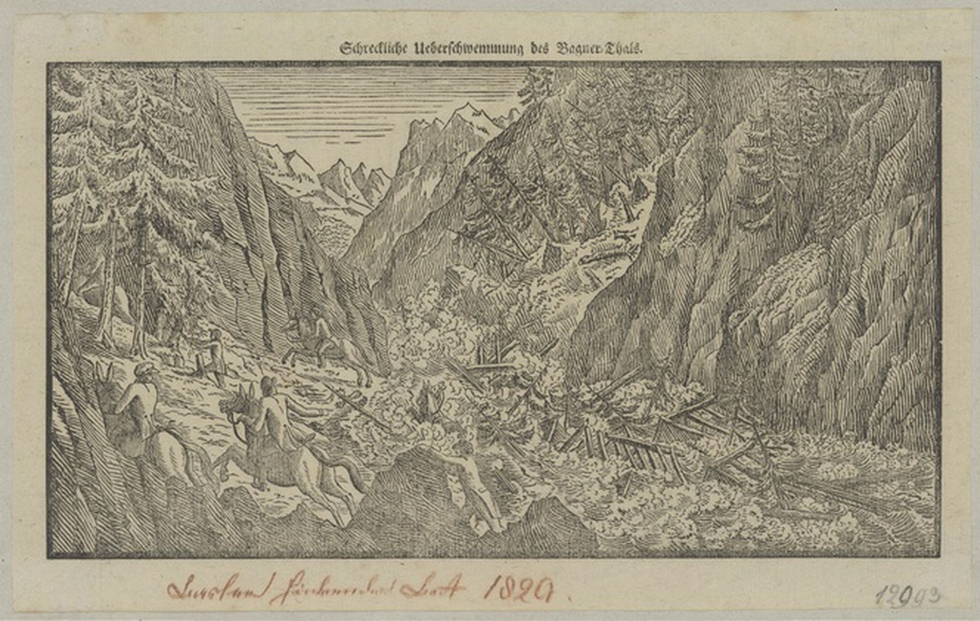 Le 16 juin 1818, une vague déferle du glacier du Giétro à Martigny.  