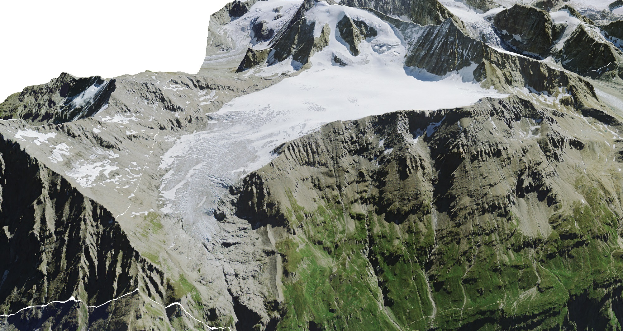 En 2013, le glacier a perdu 42% de son volume en comparaison à la fin du petit âge glaciaire. 