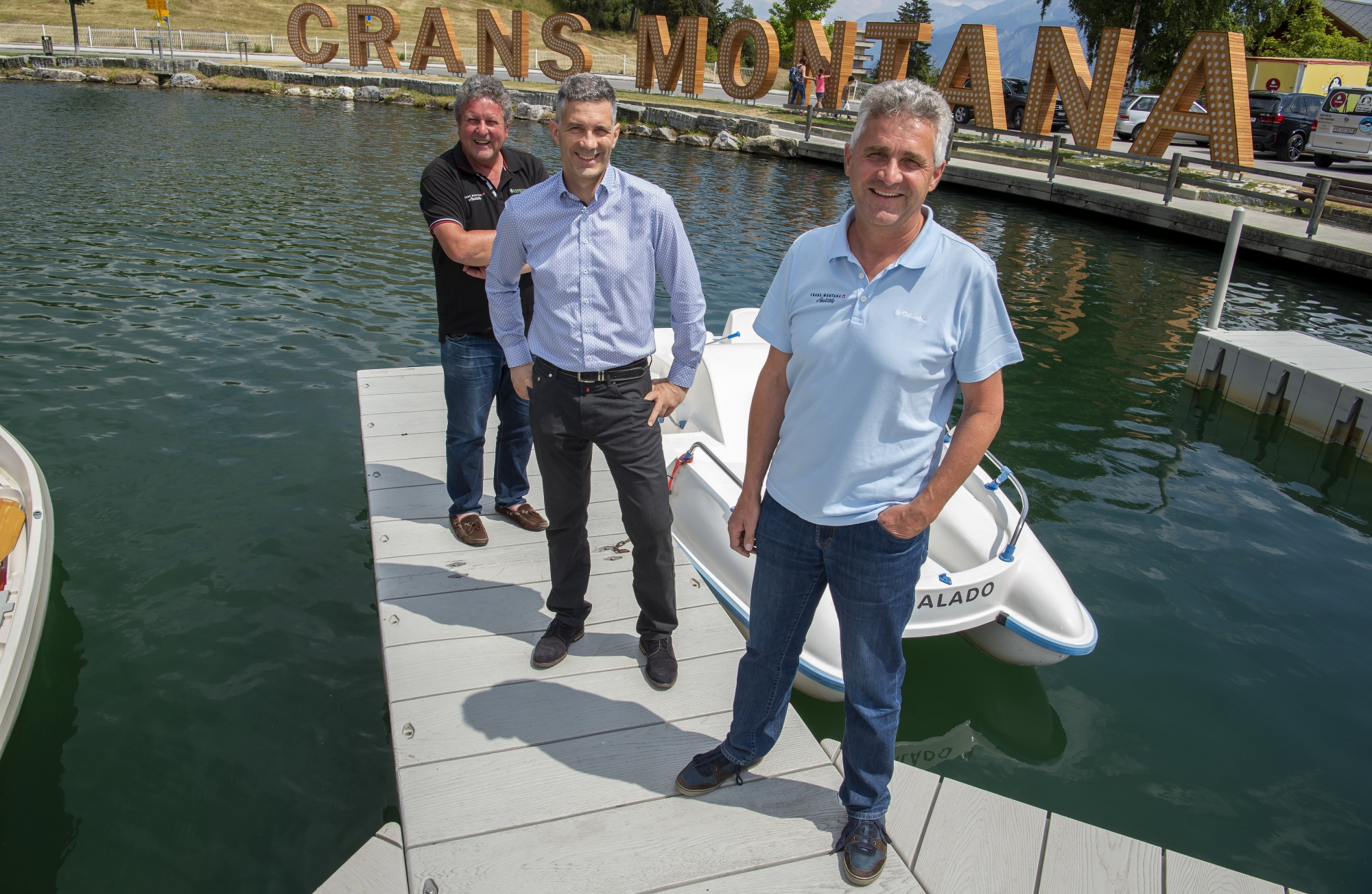 Bruno Huggler, Dominique Fumeaux et Walter Loser, trois des quatre derniers directeurs de Crans-Montana Tourisme. Manque Philippe Rubod.