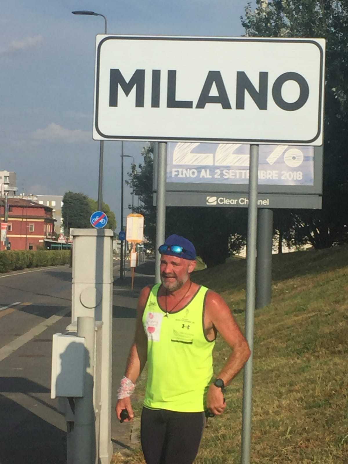 David Fournier a relié Sierre à Milan en faveur de l'Institut Notre-Dame de Lourdes.