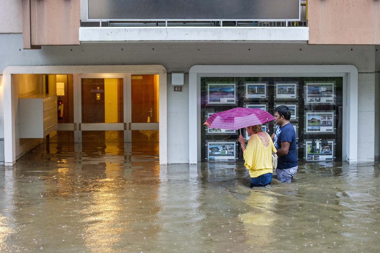 Sion, le 6 août 2018, inondations à la suite d'un orage d'une rare violence .