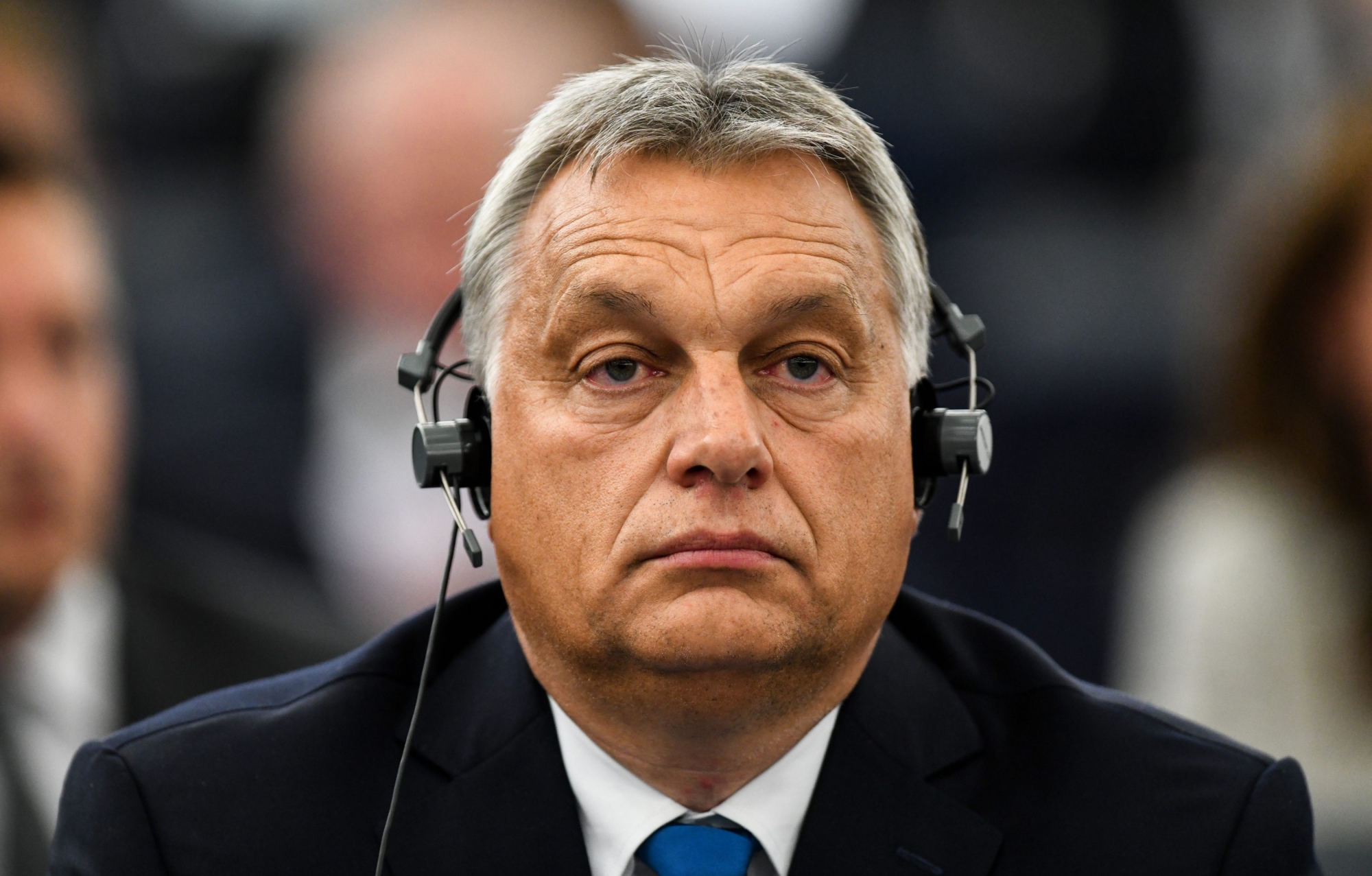 epa07012563 Hungarian Prime Minister Viktor Orban listens to a speech in the plenary session at the European Parliament in Strasbourg, France, 11 September 2018. In the afternoon, the European Parliament is debating a report by Greens MP Judith Sargentini. Among other things, the government in Budapest should curtail the rights of minorities, dissenters and journalists, damage the independence of the judiciary and restrict religious freedom.  EPA/PATRICK SEEGER FRANCE EU PARLIAMENT
