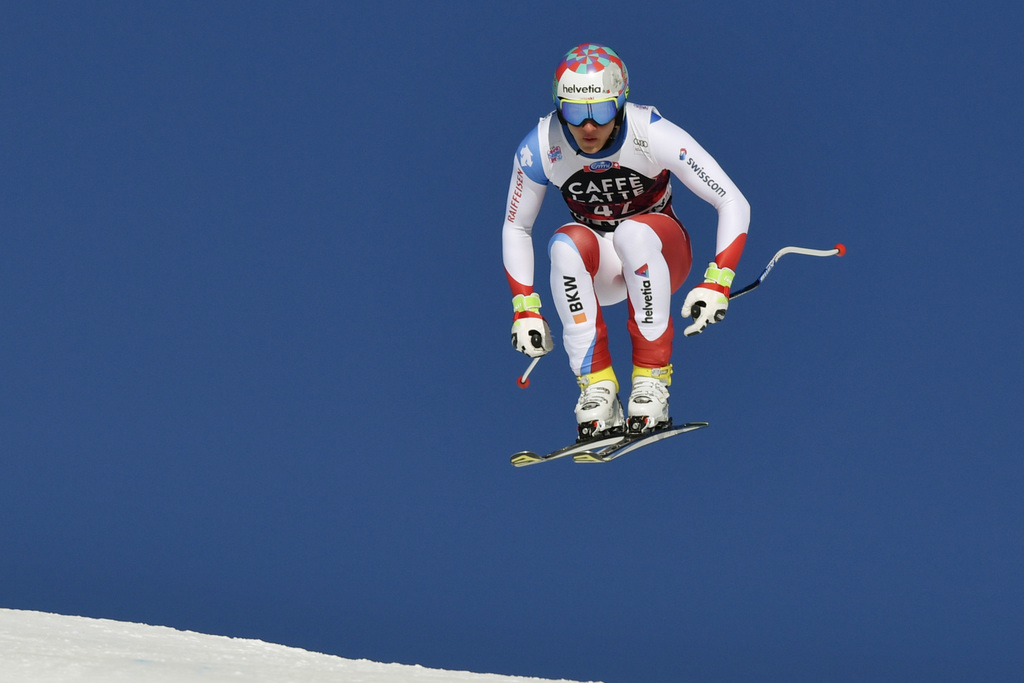 Gian Luca Barandun lors de la descente de la Coupe du monde à Wengen, en Suisse, le 13 janvier 2018.